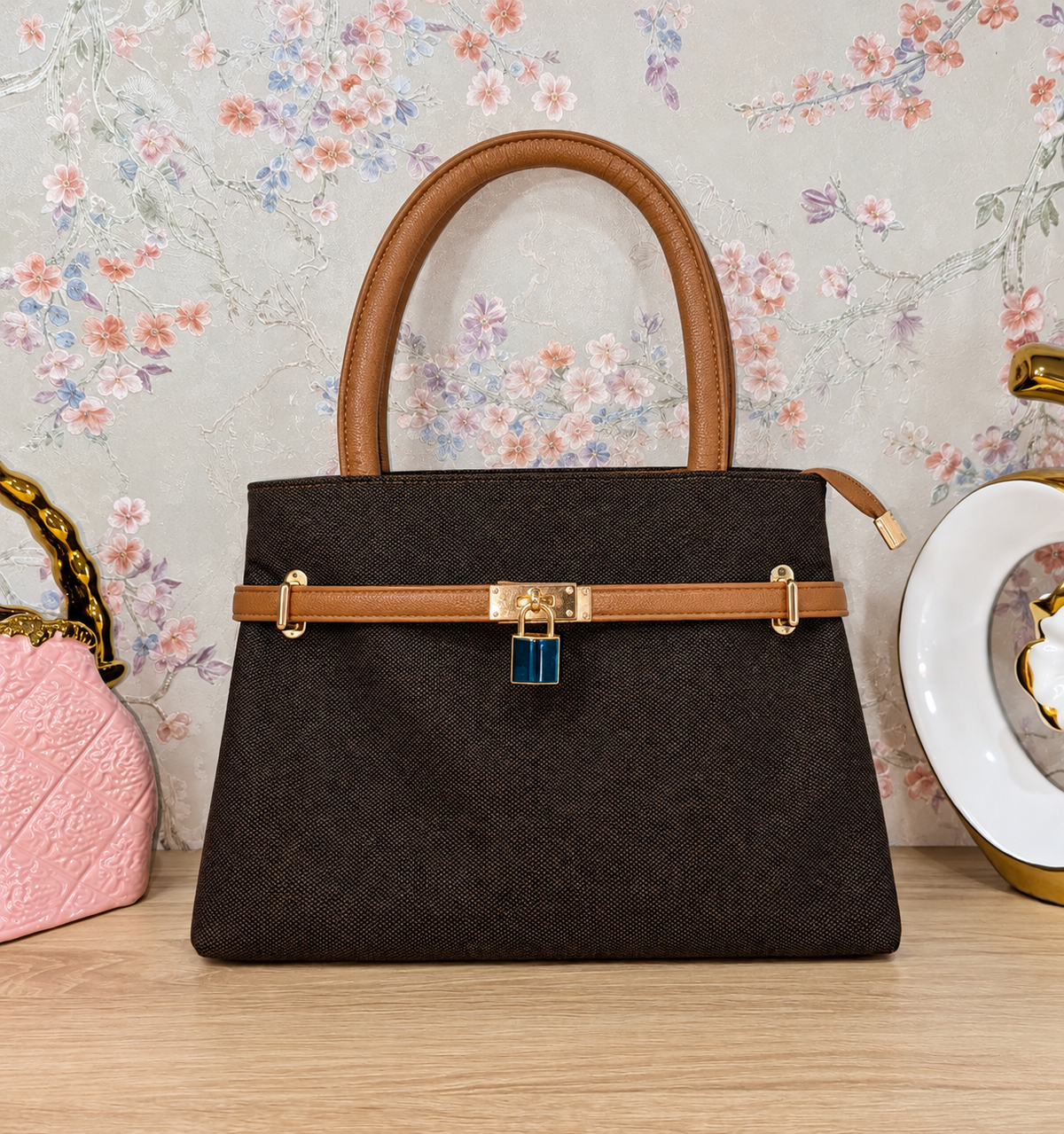 Sac Élégance à Fermoir coloris Marron foncé